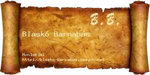 Blaskó Barnabás névjegykártya
